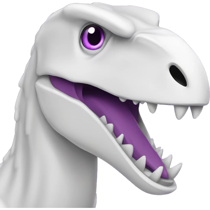 white outlines, purple raptor, in shock, head only emoji