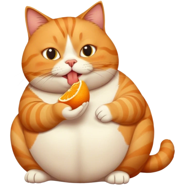 Create a fat orange tabby cat eating a bird  emoji