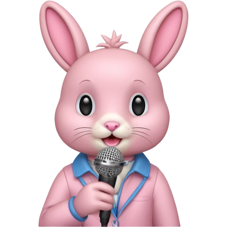 pink bunnie singing , holding mic emoji