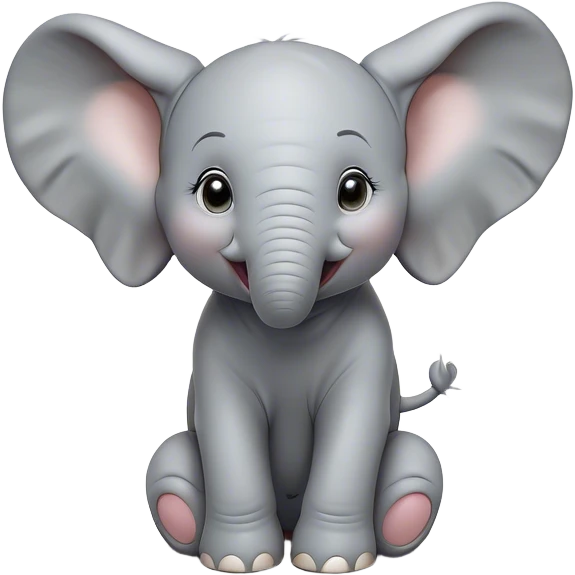 Cinematic Comical Baby Elephant Portrait Emoji, Head tilted dramatically with an exaggeratedly amused expression, featuring a striking soft gray hide with oversized, quirky ears and wide, expressive eyes full of playful disbelief, Simplified yet hilariously expressive features, highly detailed, glowing with a slightly sassy glow, high shine, dramatic yet playful, stylized with an air of cheeky mischief, bright and endearing, soft glowing outline, capturing the essence of a spirited and over-the-top baby elephant, so meme-worthy it feels like it could trumpet its way into internet fame instantly! emoji