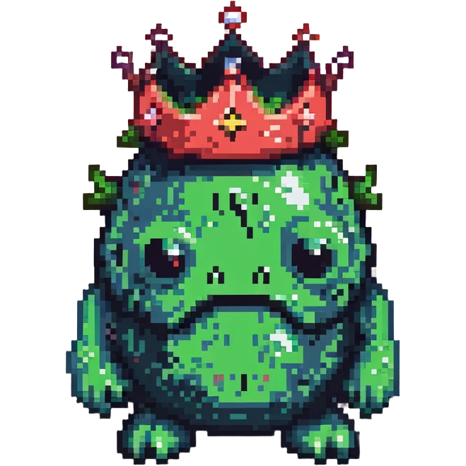 slime monster wearing a simple round crown emoji