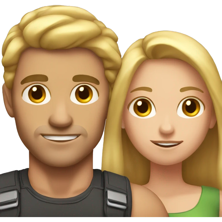 A couple. The guy is very muscular with brown hair and the girl has long blonde hair  emoji