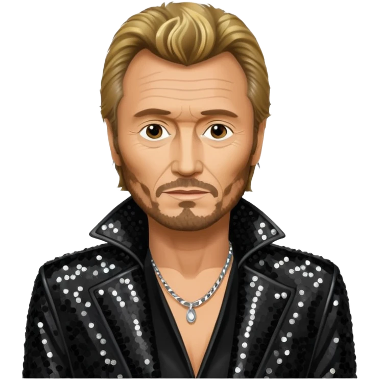 Johnny Hallyday with black sequin outfit emoji