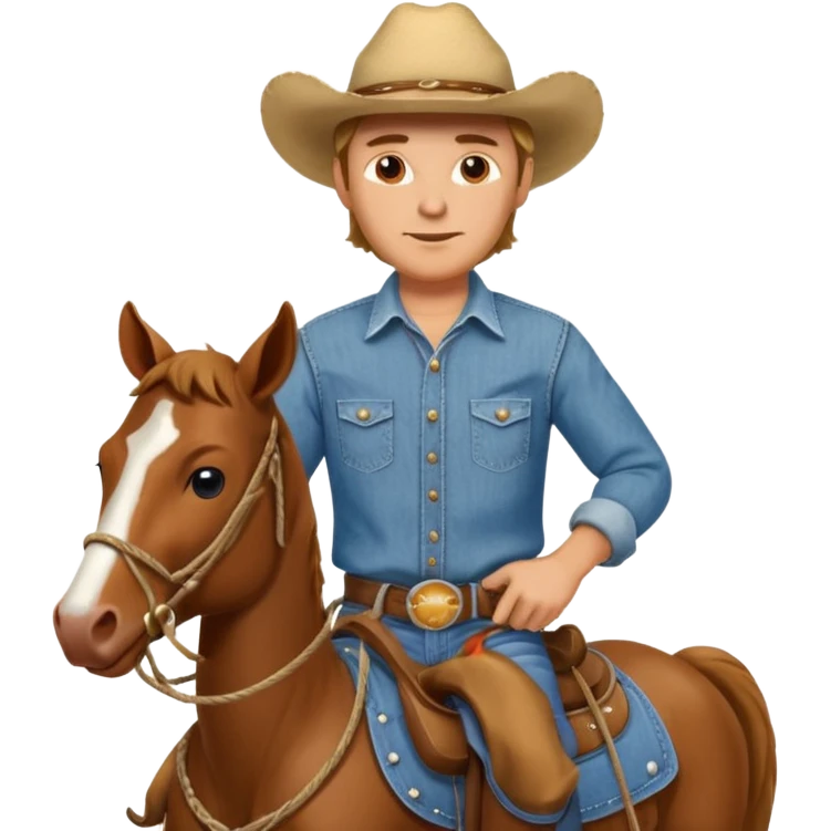 Rancher Riding A Horse And Roping Cattle emoji