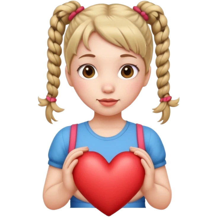 Her hair is in pigtails and her pubic hair is shaped like a heart.  She has wide hips emoji