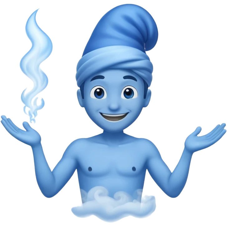 blue genie emerging smoke. emoji