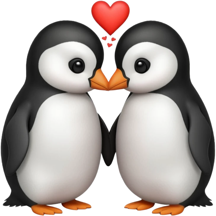two penguins kissing with a heart above them emoji