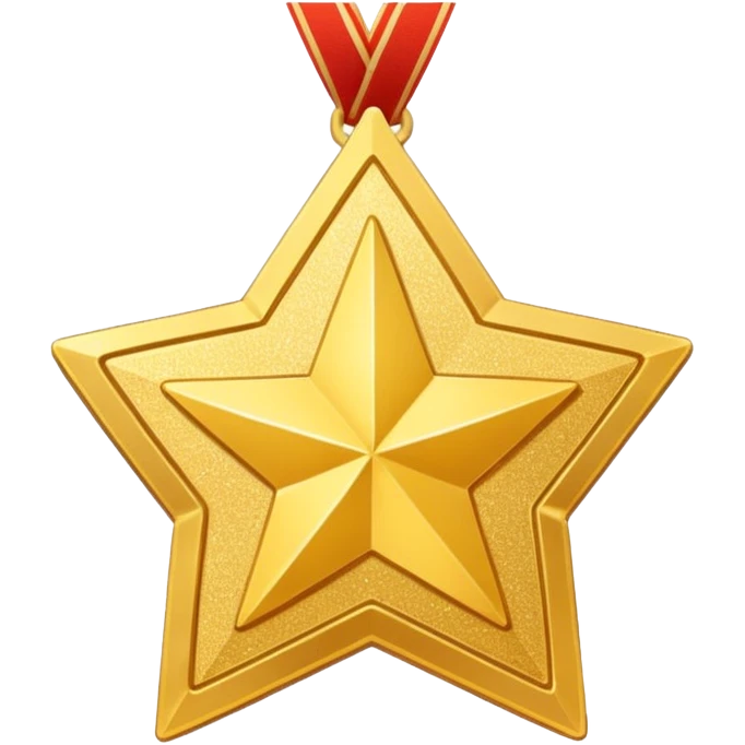 a glittery golden star-shaped medal with a soft cardboard texture emoji
