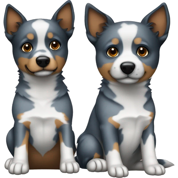2 blue heeler dogs sitting next to each other emoji