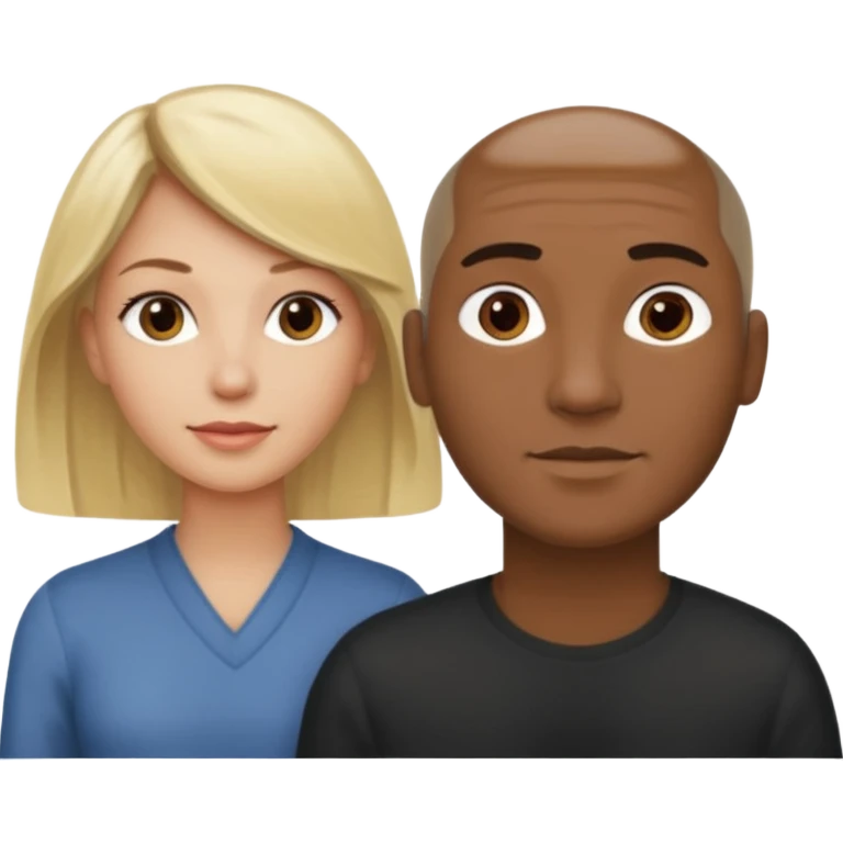 One woman medium length blond highlights hair
One man medium dark skin no hair emoji