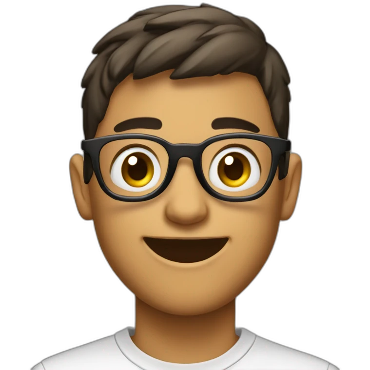 JOVEN DE 17 AÑO CON LENTES MIRANDO A LA CAMARA FIJAMENTE emoji