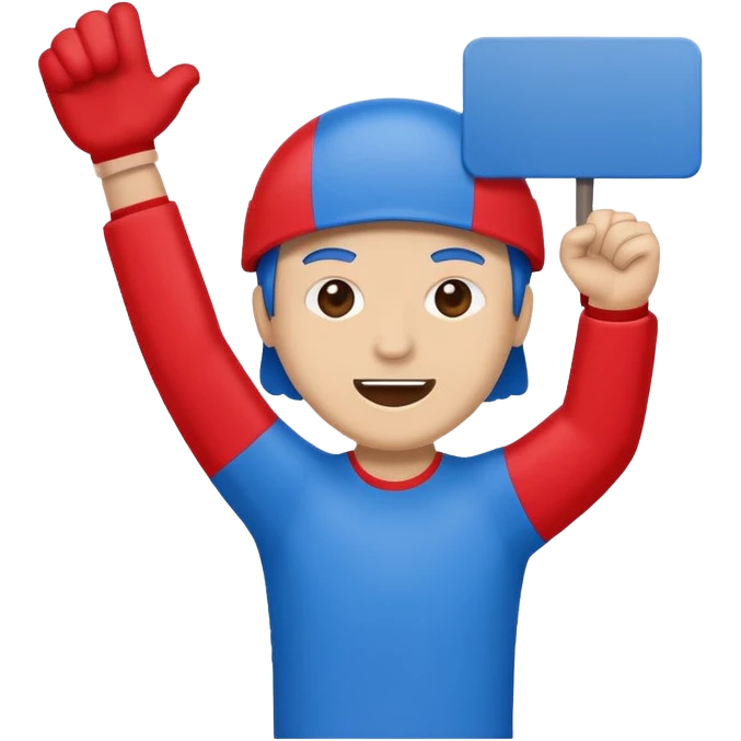 cheering sign sports in blue (#00A3E0) and red (#F9423A) emoji