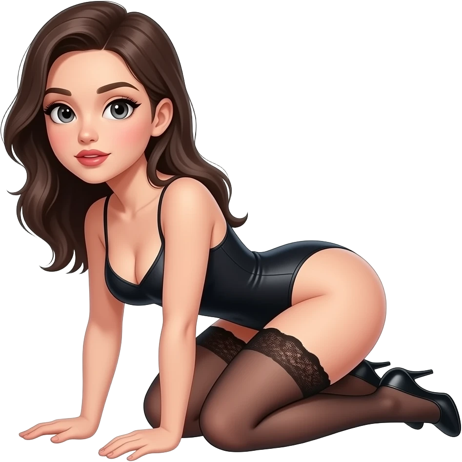 make a naughty sexual and seductive that just says the word "primal"  shows a girl on her knees emoji