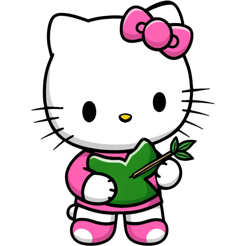 Hello kitty with weed emoji