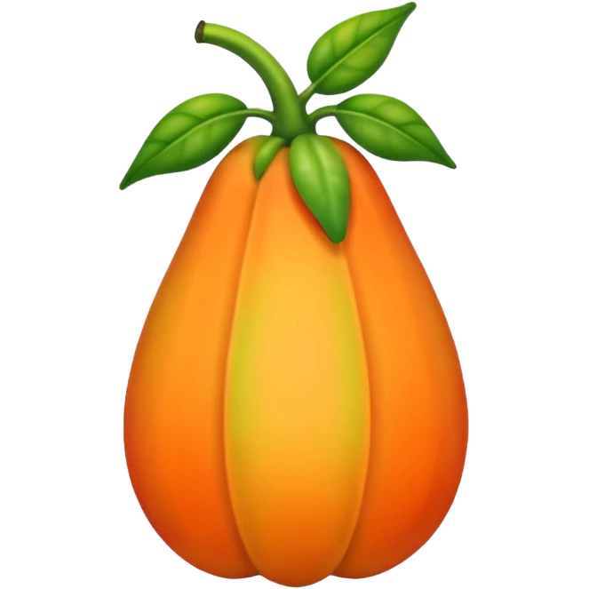 Starting from the current papaya emojis, use the second one as baseline. Modify the emoji slightly to make use of a flamlet to approximate the shape and color of the papaya emoji