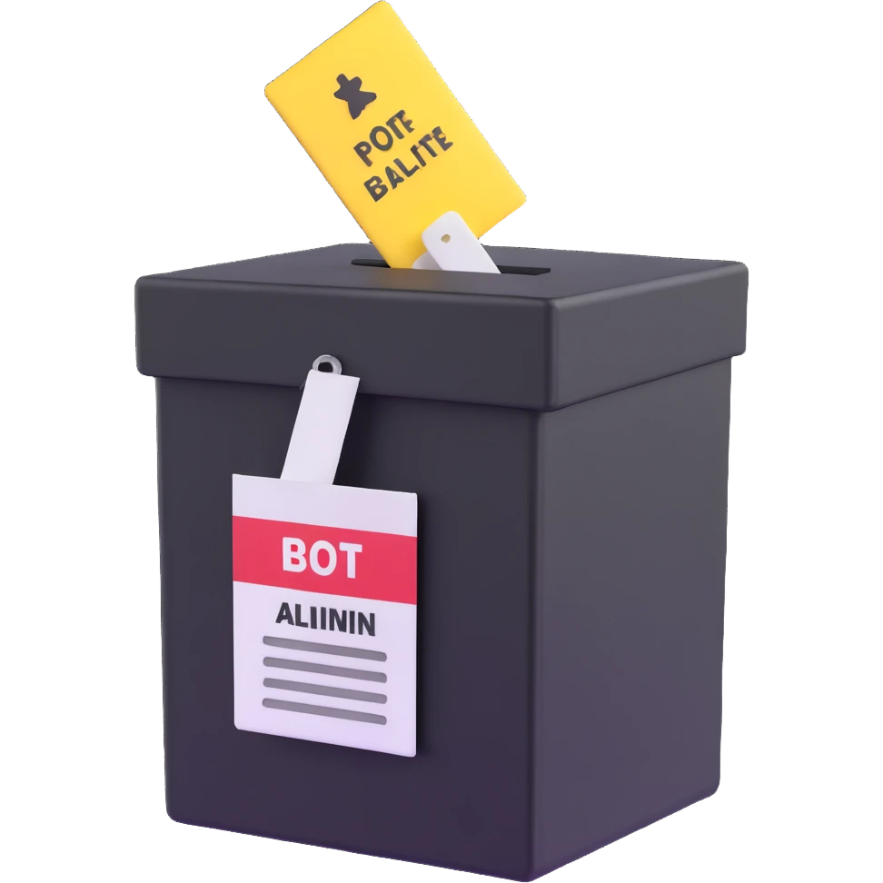 3D ballot box with Admin Bewerbungen sign emoji