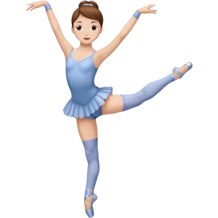 Ballet dancer in over the knee socks, leotard and brown hair emoji