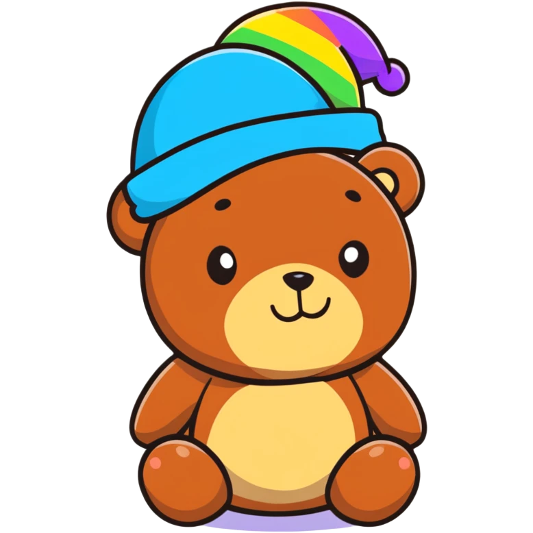 Bear wearing a rainbow hat emoji