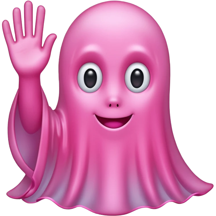 Pink ghost waving softly emoji