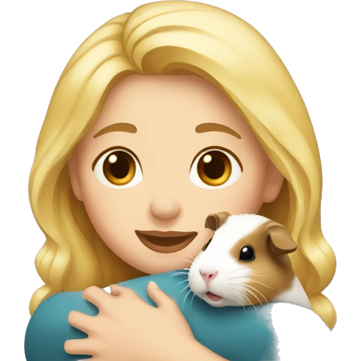 Blonde Woman hugging a guineapig emoji