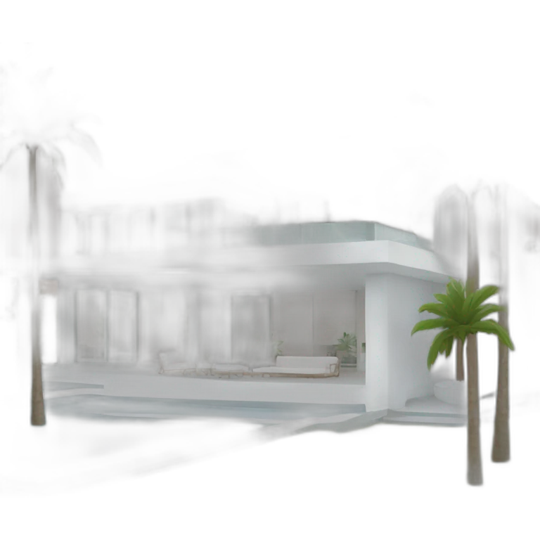 A modern white villa with palms emoji