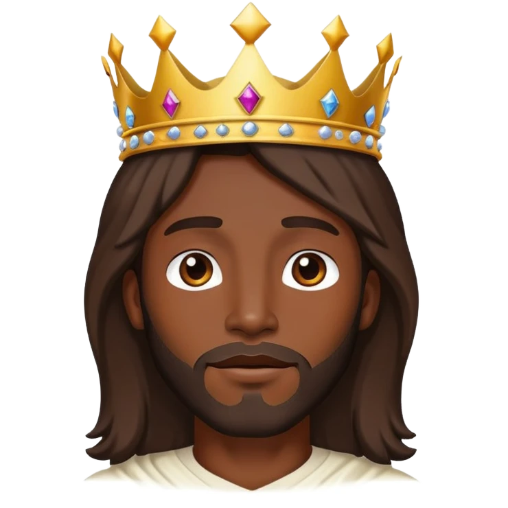 Dark skin christ Jesus with crown in the air emoji