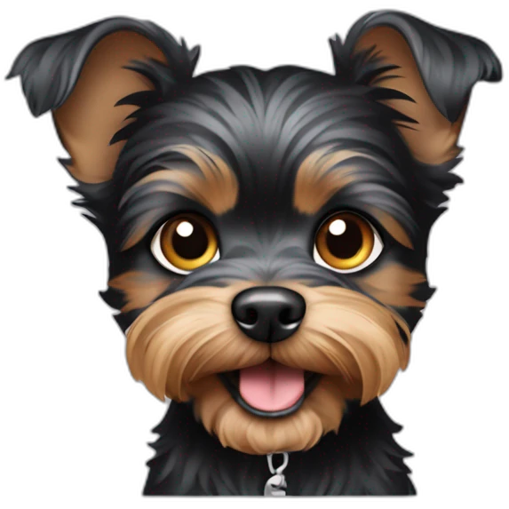 black puppy yorkshire terrier as charles chaplin emoji