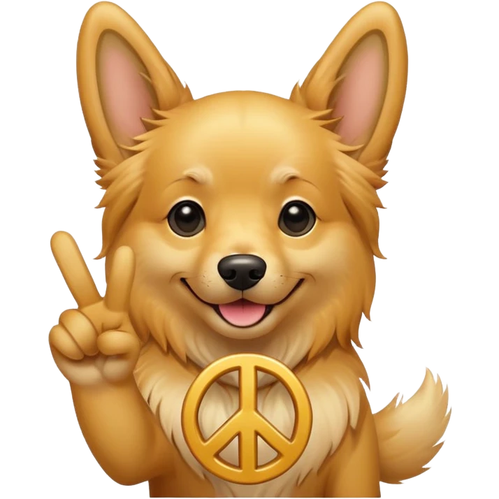 Dog holding a peace sign emoji