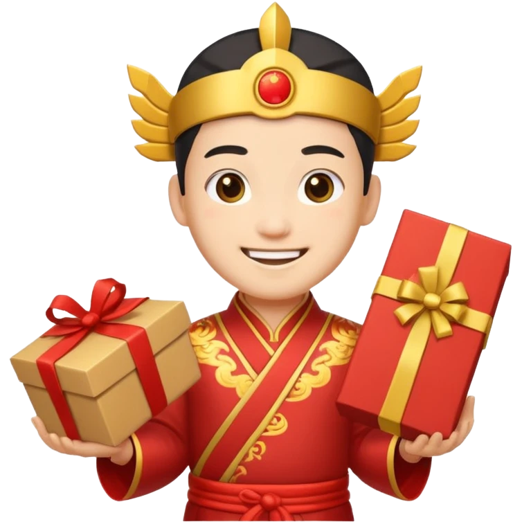 chinese god hold carton box gift emoji