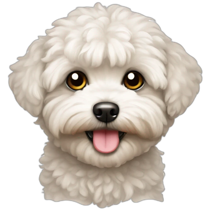 face of a maltipoo with a question mark emoji