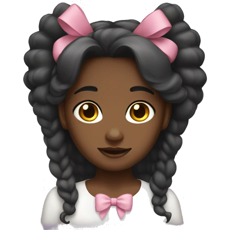 Can you make an angelic faced dark-skinned girl with long burnette hair and bows emoji
