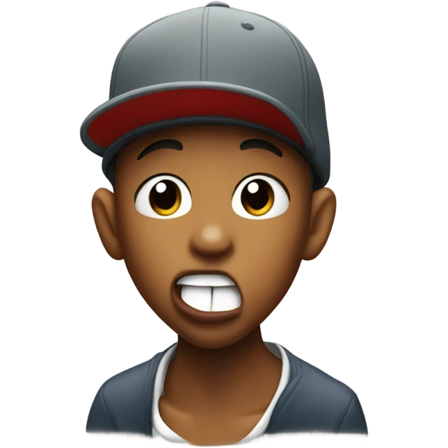 B-boy with Kangol hat showing bite gesture emoji