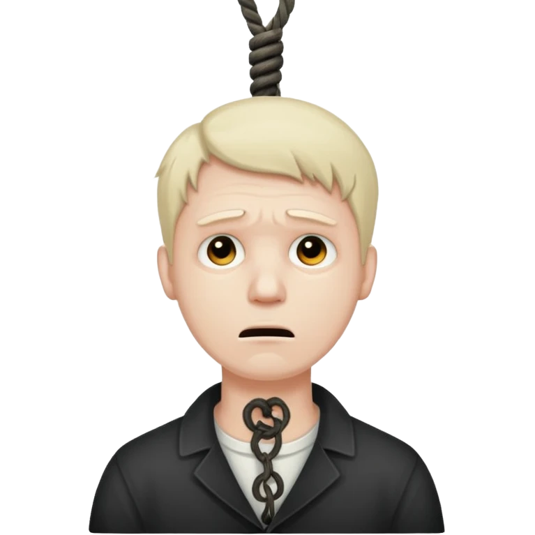 A man's neck hanging in a rope and suicide  emoji
