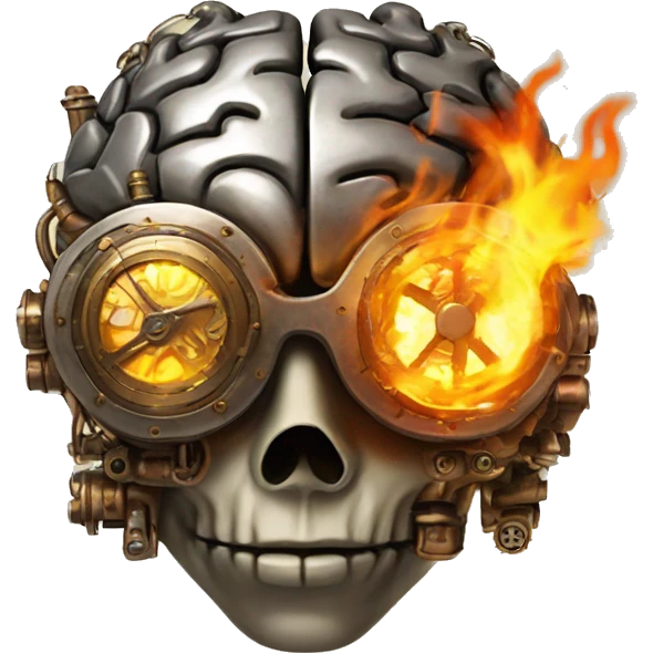 steampunk brain on fire emoji