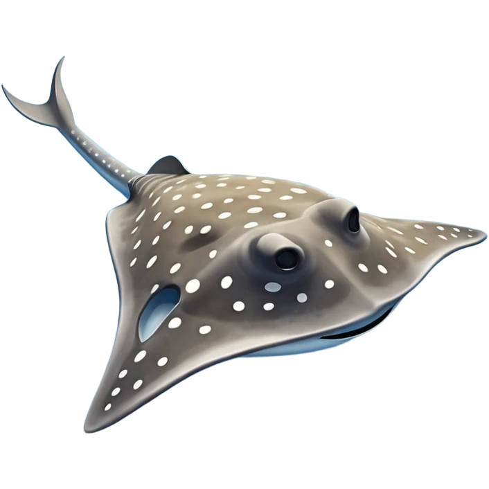 Spotted eagle sting ray with long stinger viewed from above emoji