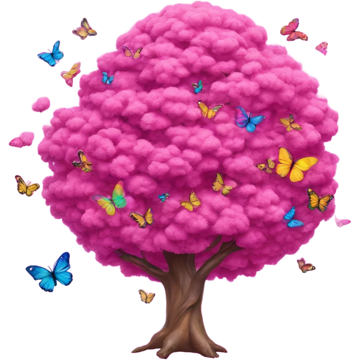 Pink Lisa frank tree covered with butterflies  emoji