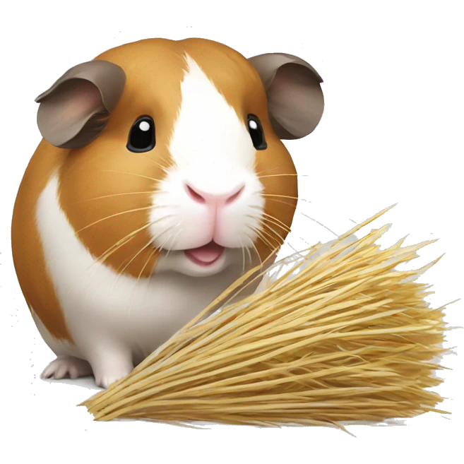 Guineapig with a strand of long grass hay in his mouth emoji