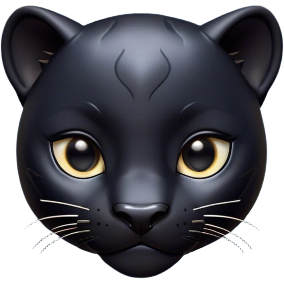 Cinematic Cute black Panther Portrait Emoji, Head tilted playfully and inquisitively, with a smooth, streamlined form accentuated by a subtle sheen and round, sparkling eyes filled with charm, Simplified yet irresistibly adorable features, highly detailed, glowing with a warm, inviting glow, high shine, affectionate and lively, stylized with a touch of whimsical mystery, bright and endearing, soft glowing outline, capturing the essence of a mischievous yet loving black Panther that seems as if it could pounce out of the screen into your arms! emoji