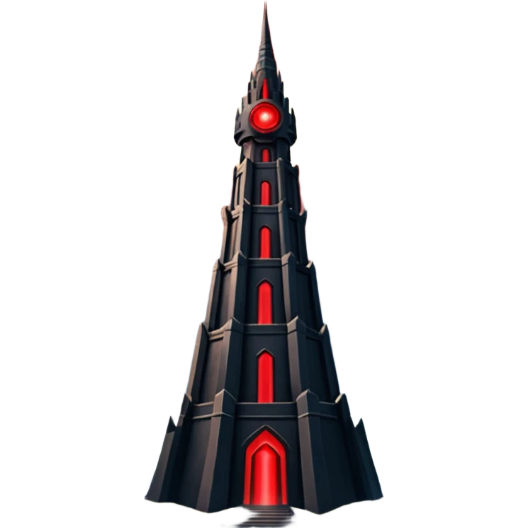 Barad Dúr from Lord of the Rings, Dark, giant Tower, with red laser beams shooting into the sky emoji