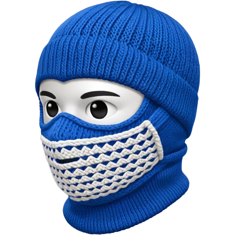 ski mask blue and white on half  emoji
