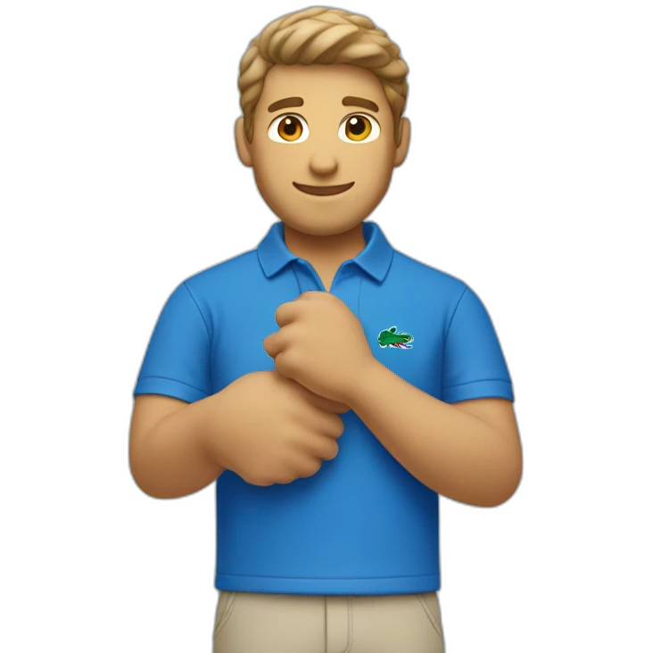 Lacoste white friends man with blue polo shirt emoji