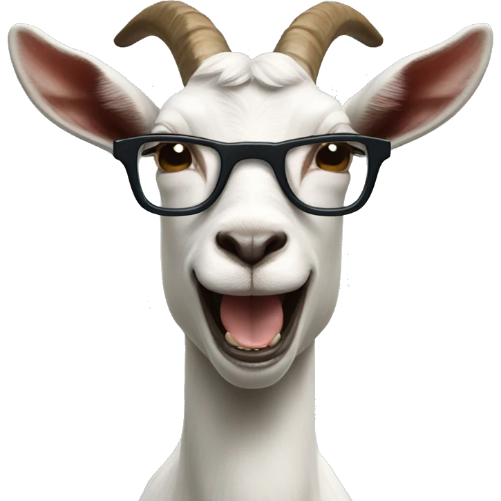Goat with glasses and buck teeth emoji