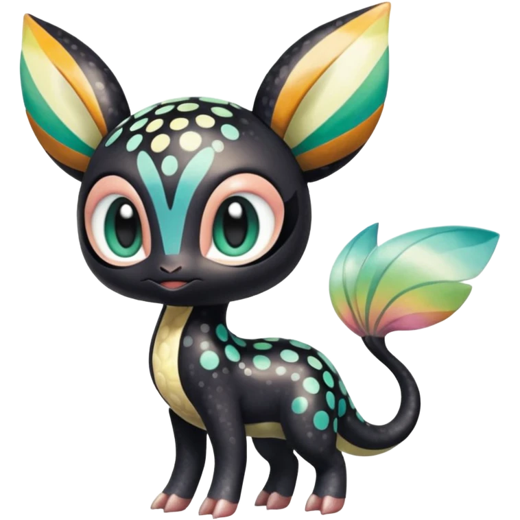 Colorful Exotic Striped Spotted Dotted dusted Glossy Shiny Meloetta-Vernid-Trico-Toothless-Kirby-Fakémon-creature-hybrid emoji