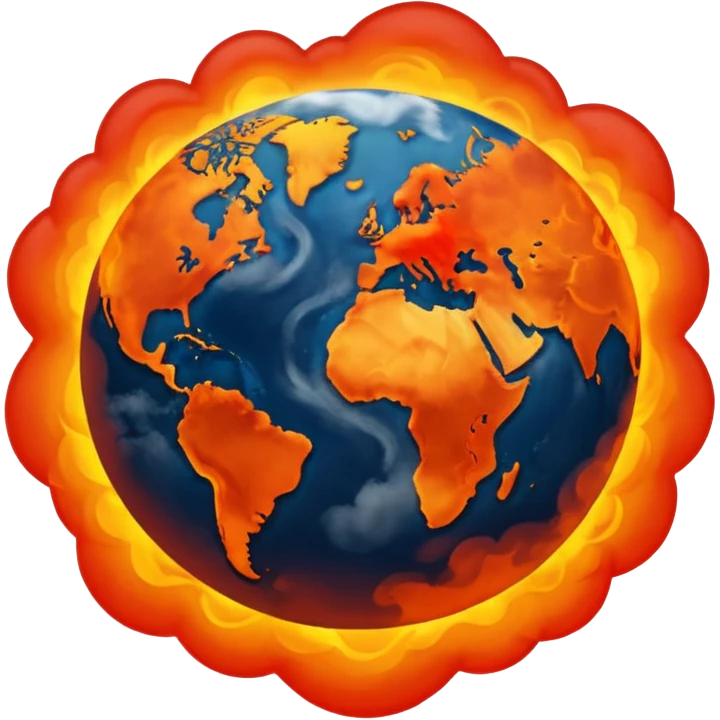 Earth on fire, unveiled by dark smoke cloud.  emoji