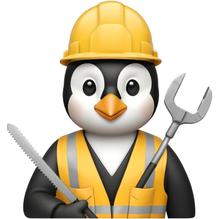 Penguin Construction Worker with saw emoji