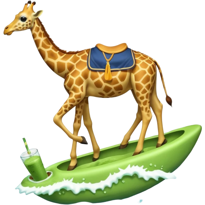 giraffe riding a redbull into a ocean of matcha emoji