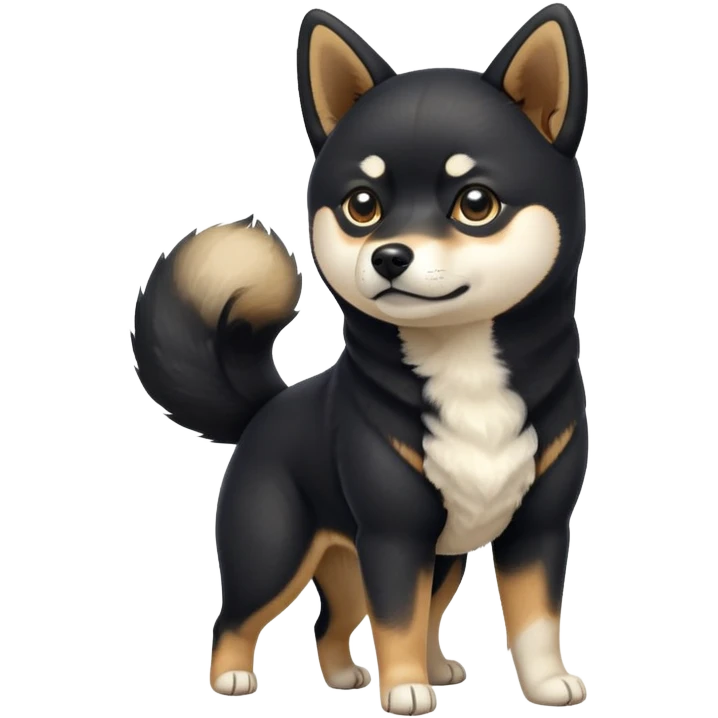 black Shiba Inu dog with pointed ears and curled tail emoji