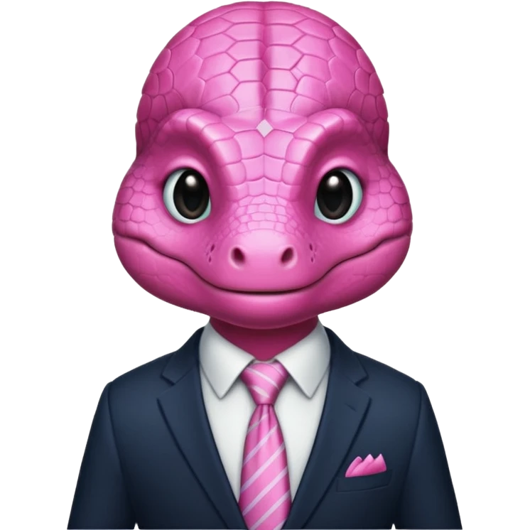 cute pinkreptile with tie & suit emoji