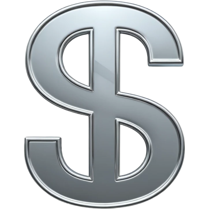 A double dollar sign emoji made of polished silver chrome, smooth metallic surface, glossy reflections, luxury swag vibe, minimal iOS emoji style, centered on white background emoji