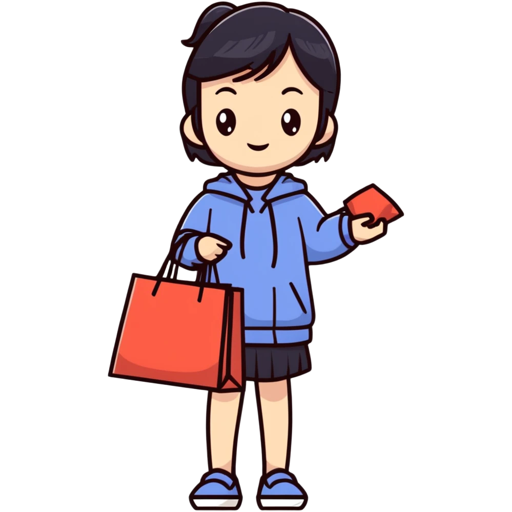 Fashionable Japanese girl with shopping bags emoji